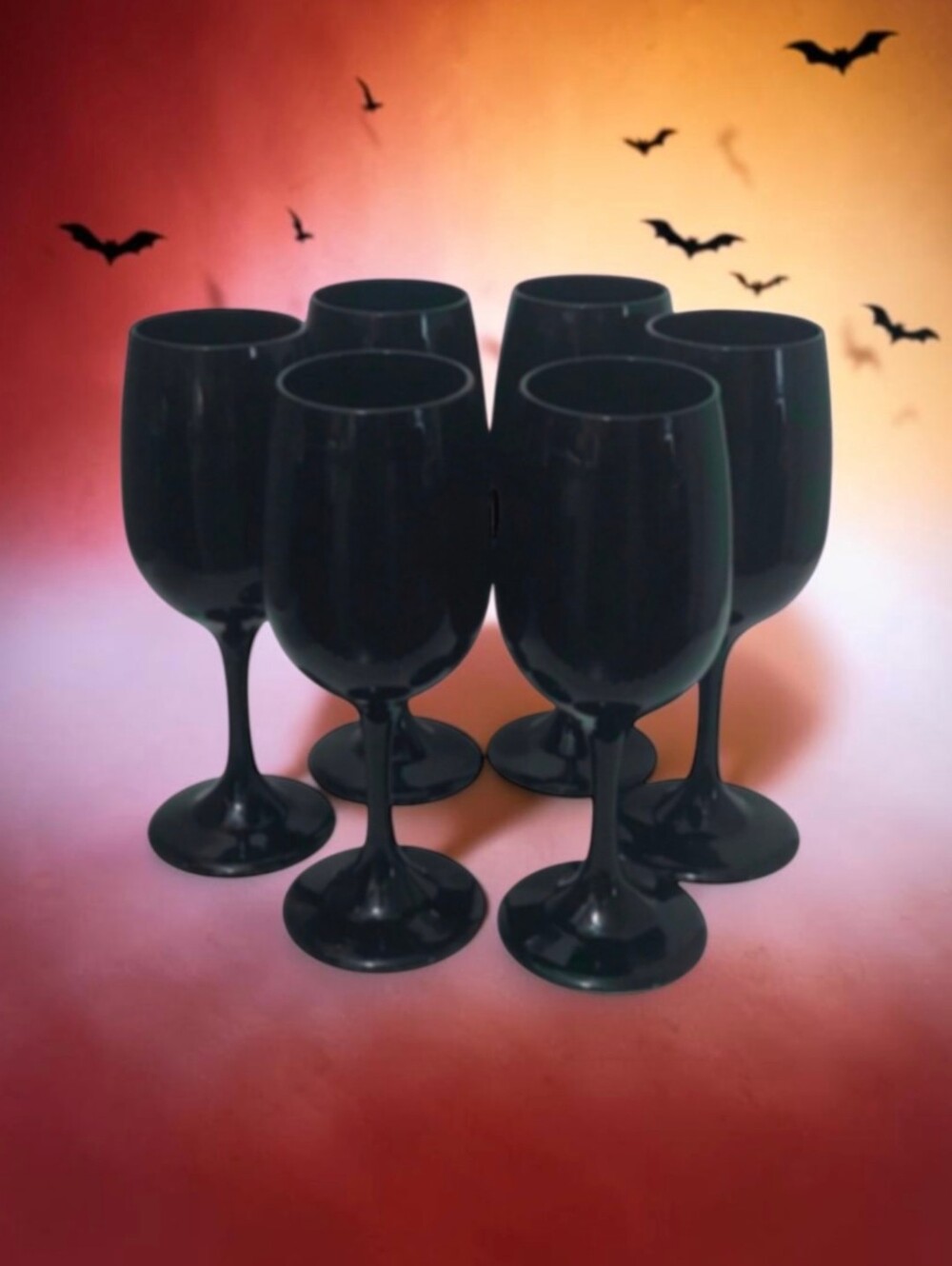 Libbey Premiere Black Amethyst Long Stem Wine Glasses, 6 Gothic Vampire Goblets